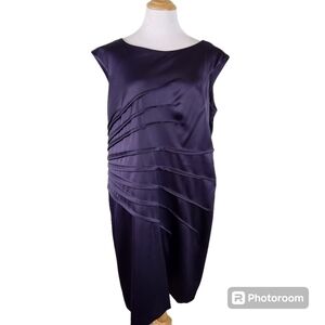 Jessica Howard Purple Sleeveless Sheath Side Tucks Plus Size Dress, sz 18W